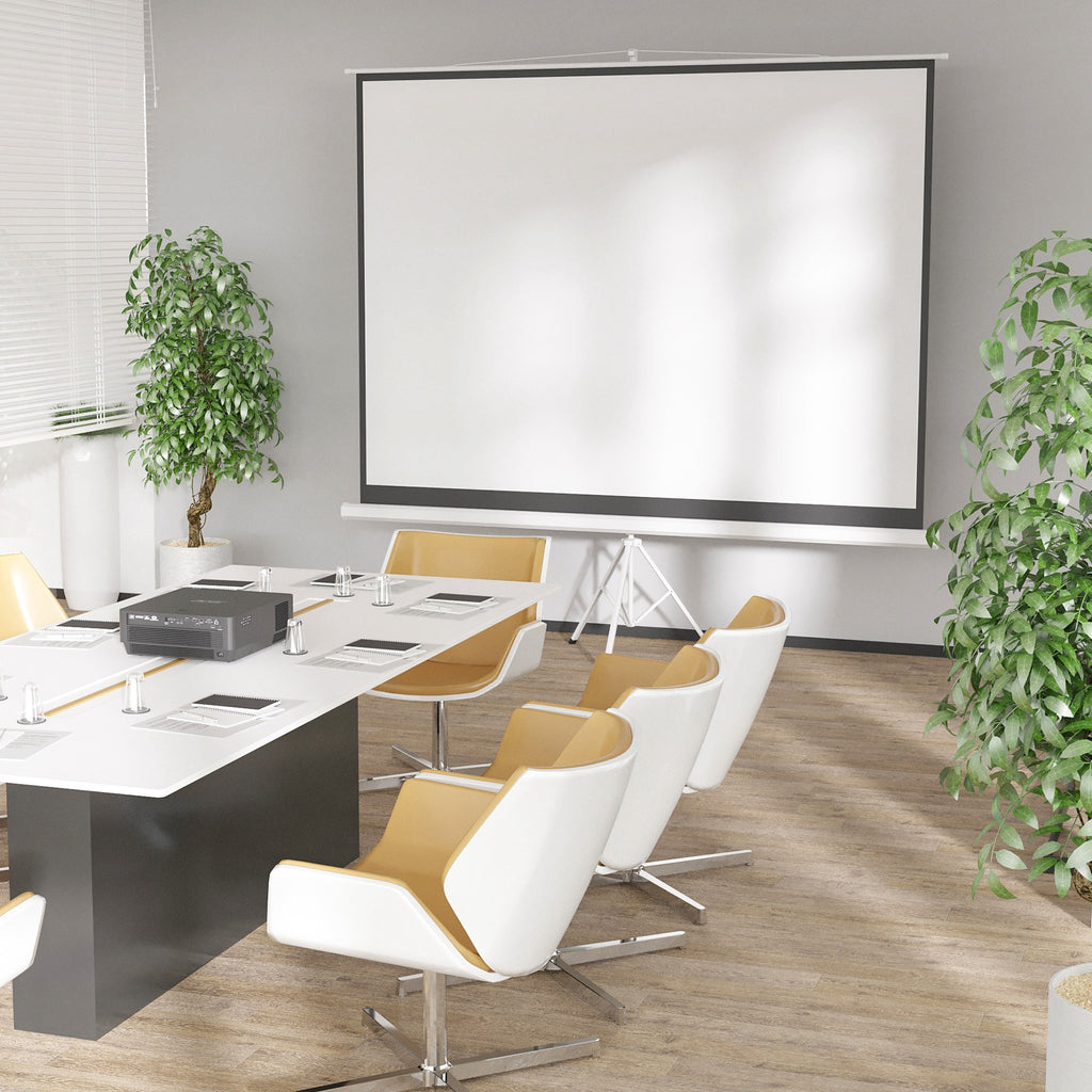 Écran de projection avec trépied pliable 120 pouces 4K HD 4:3, écran vidéoprojecteur réglable en hauteur, blanc-9