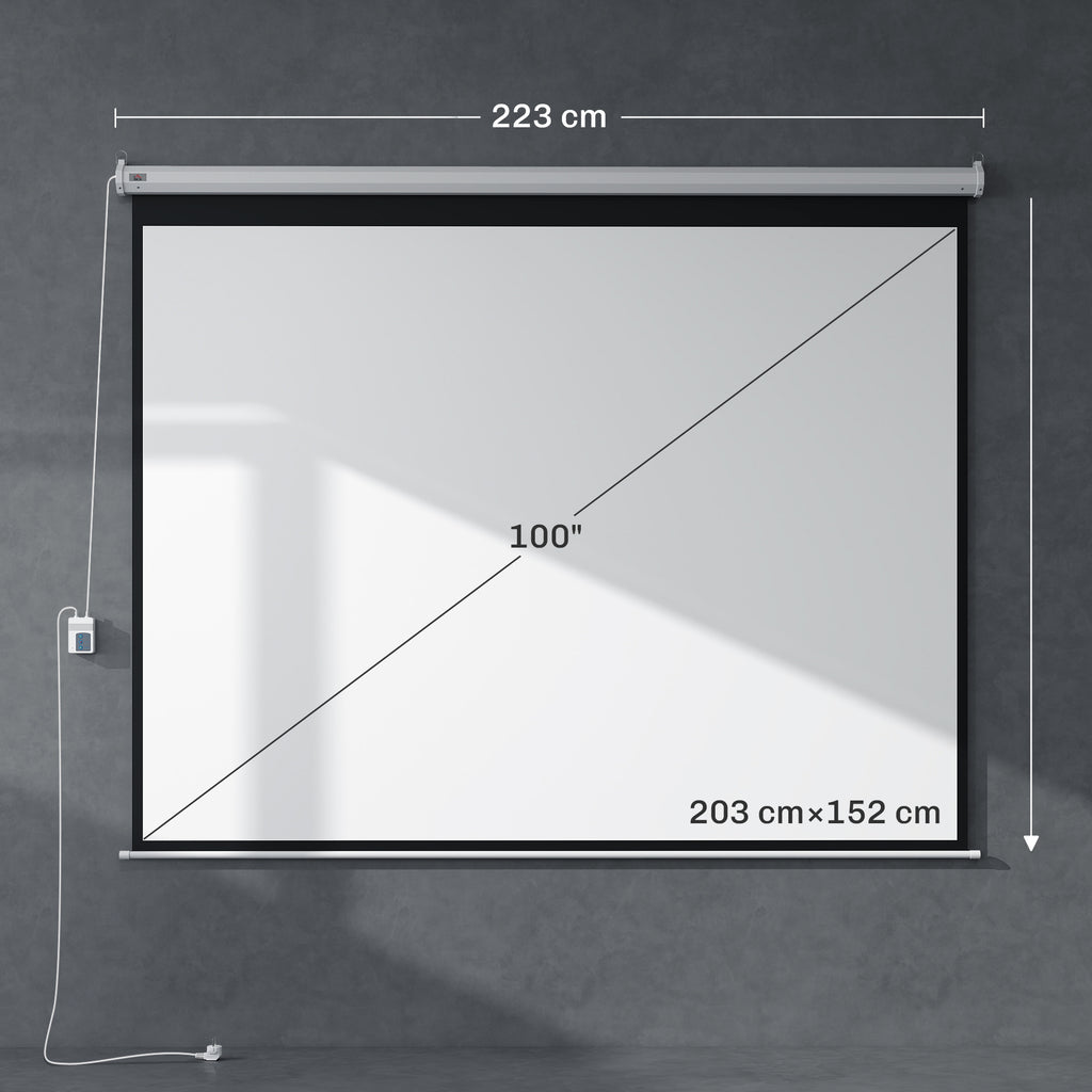 Ecran de projection motorisé 4:3 203L x 152H cm blanc-2