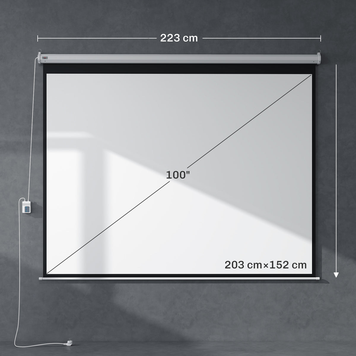 Ecran de projection motorisé 4:3 203L x 152H cm blanc-2