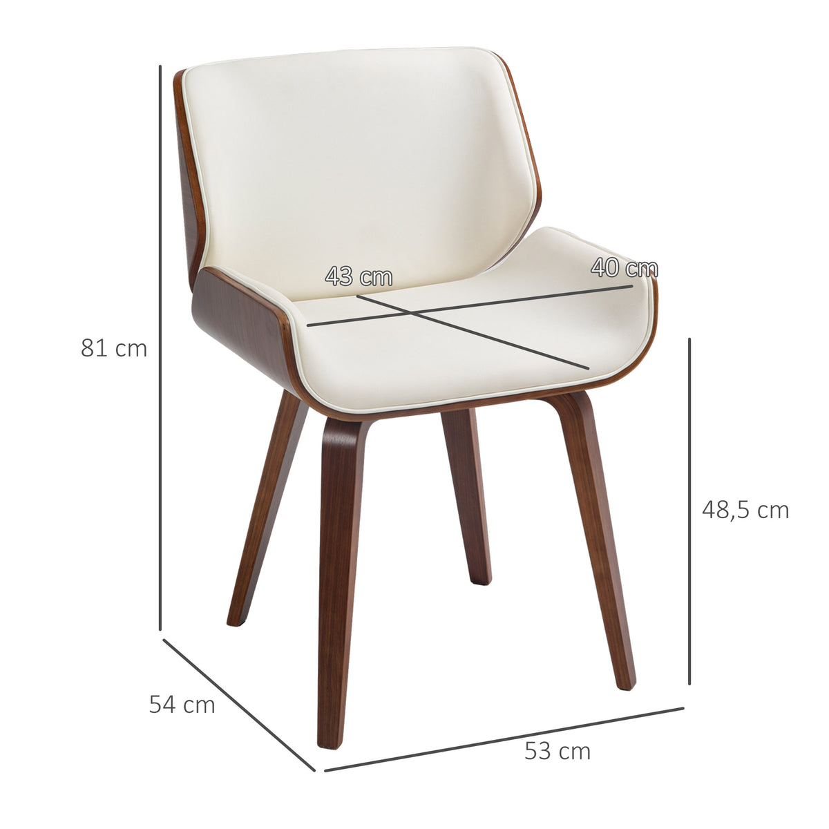Lot de 2 chaises de salle à manger style vintage assise revêtement synthétique 54 x 53 x 81 cm blanc marron-2