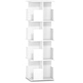 Bibliothèque rotative à 4 niveaux, étagère rangement avec 16 compartiments, 39 x 39 x 128,3 cm, blanc-0