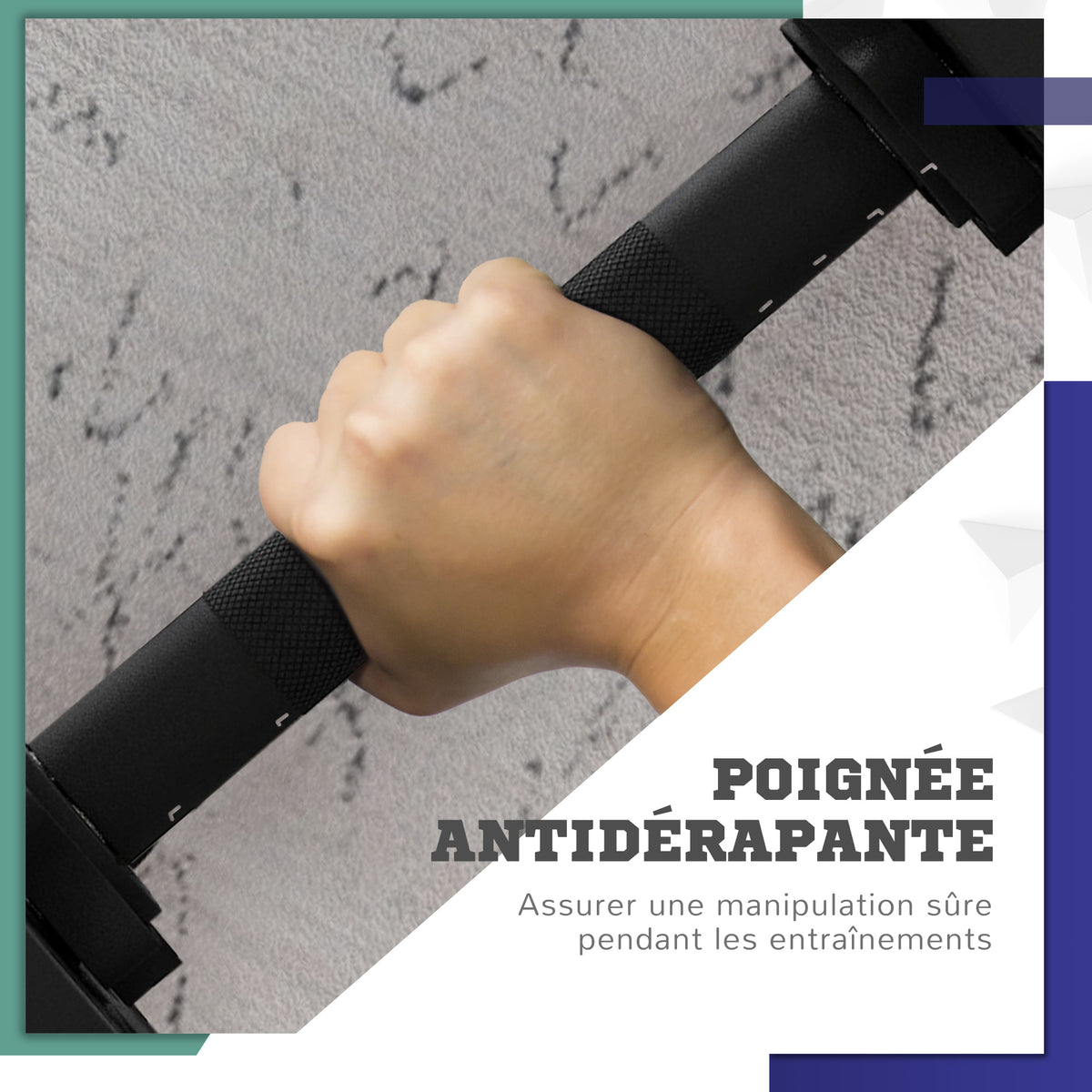 Haltères 2 en 1 réglables, haltères libres avec poignées antidérapantes, 25 KG - Barres incluses-5