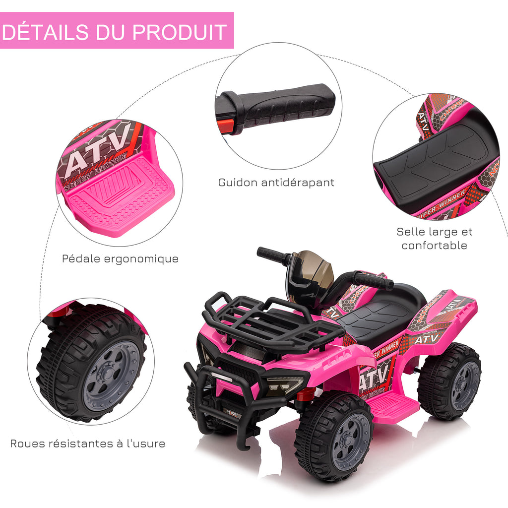 Quad buggy voiture électrique enfant quad électrique 18-36 mois 6 V 2 Km/h max. rose-4