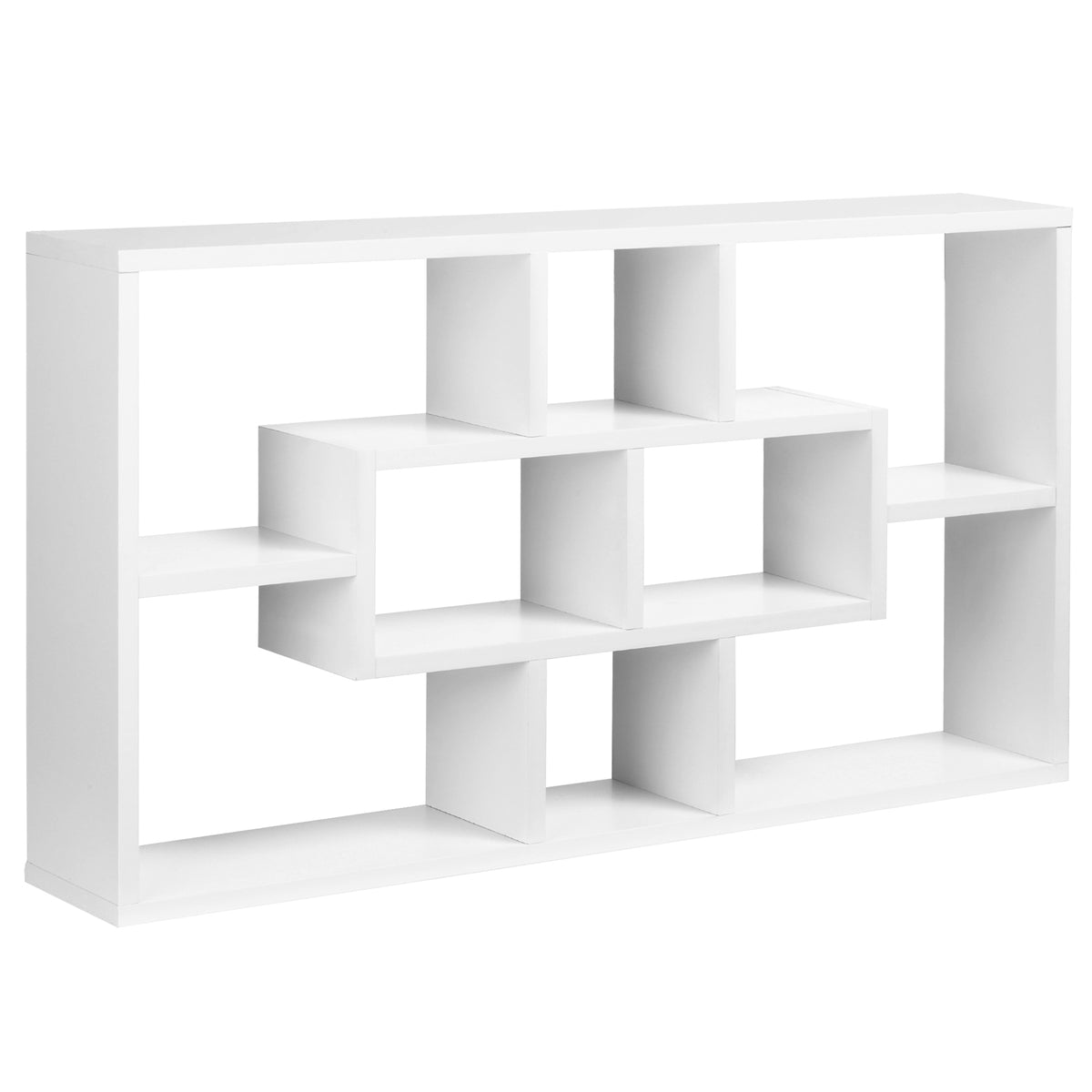 Étagère murale bibliothèque 8 cubes, meuble de rangement, design moderne, 85 x 14,5 x 47,5 cm, blanc-0
