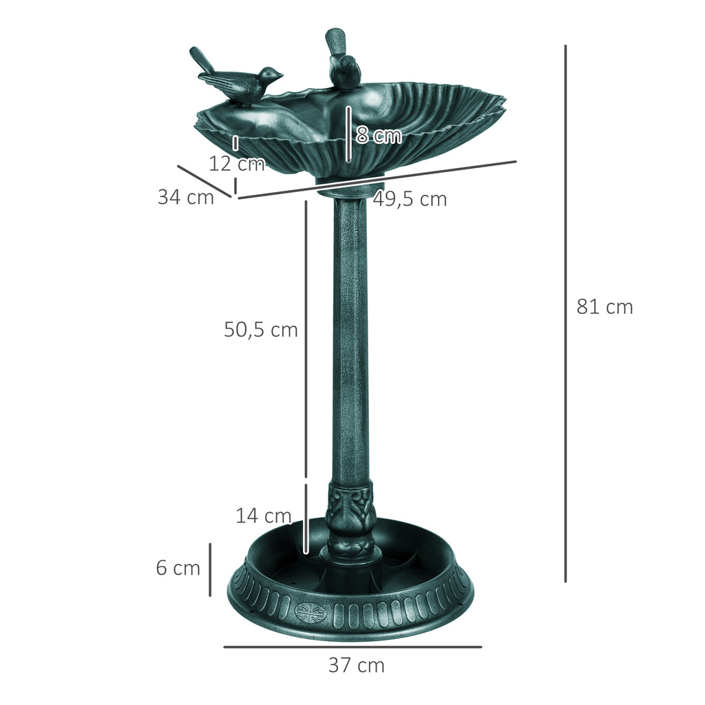 Bain d'oiseaux abreuvoir antique 81 cm avec base de jardinière, mangeoire et bassin à oiseaux sur pied, bronze vert-2