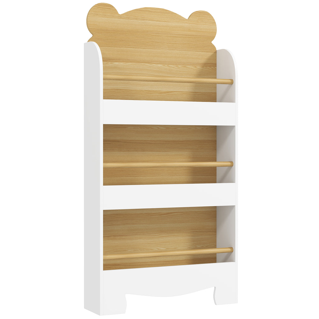 Bibliothèque pour enfant, rangement livre enfant 3 niveaux pour salle de jeux, chambre d'enfant, bois naturel-0