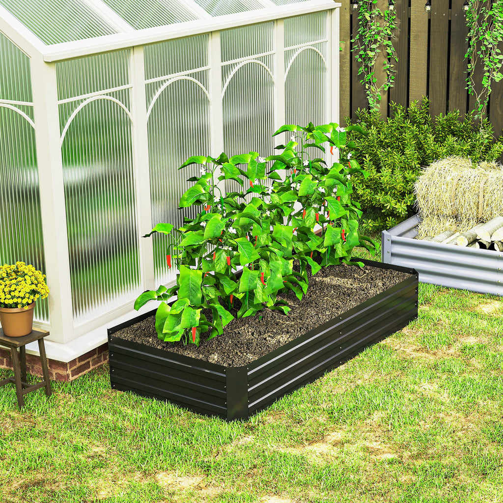 Carré potager jardinière rectangulaire en acier galvanisé tuteurs pour tomates et plantes grimpantes 180 x 90 x 29,5 cm-7