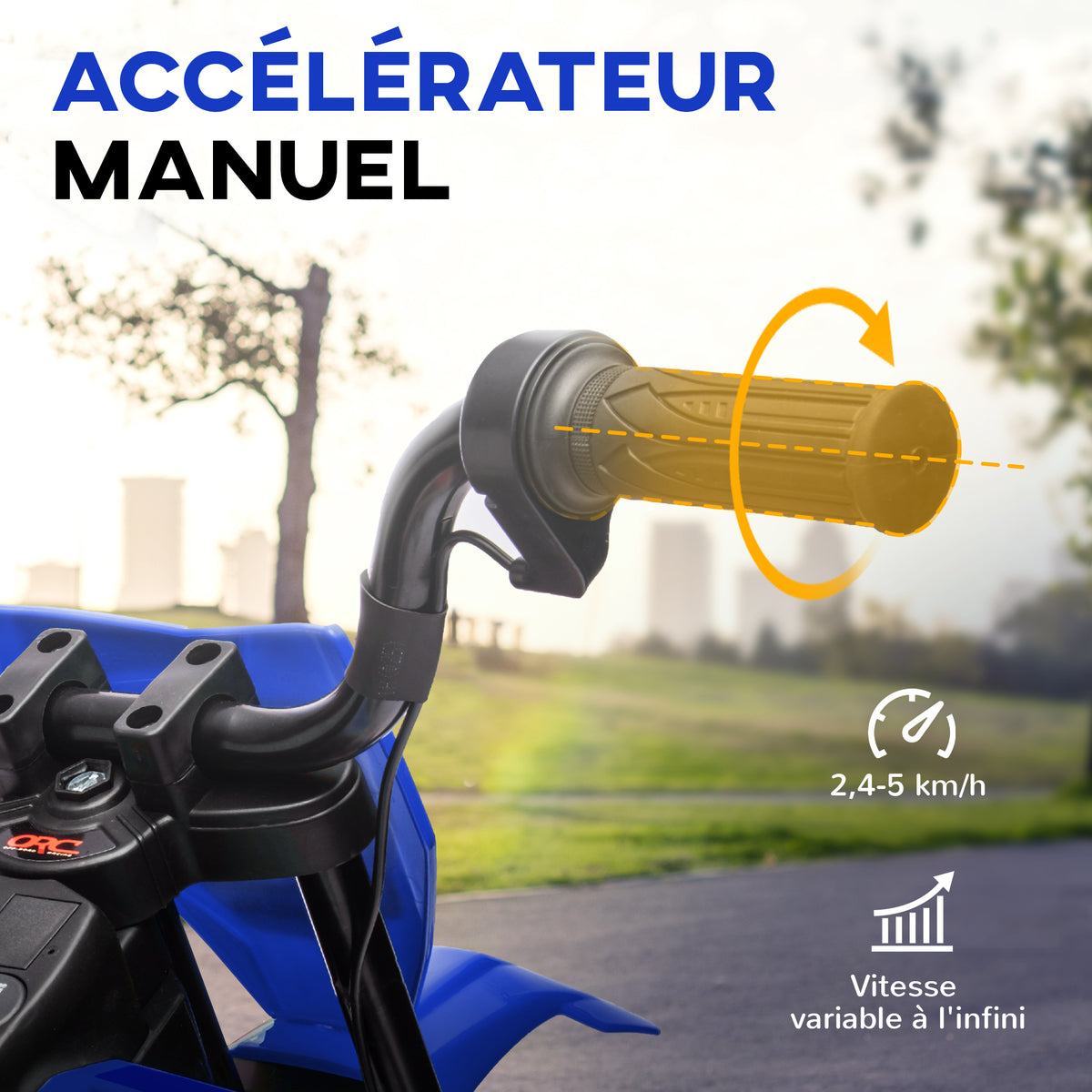 Moto électrique pour enfant moto cross pour enfants de 3 à 6 ans 2 moteurs 12V vitesse 5 km/h 109,5x60x72,5cm bleu-3