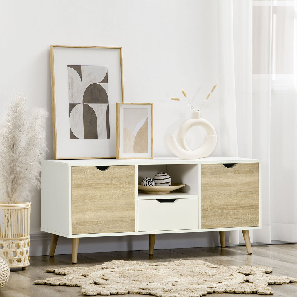 Meuble TV Banc TV Buffet bas Meuble de rangement sur pied avec 2 placards en Bois pour Chambre Salon 110 x 40 x-1