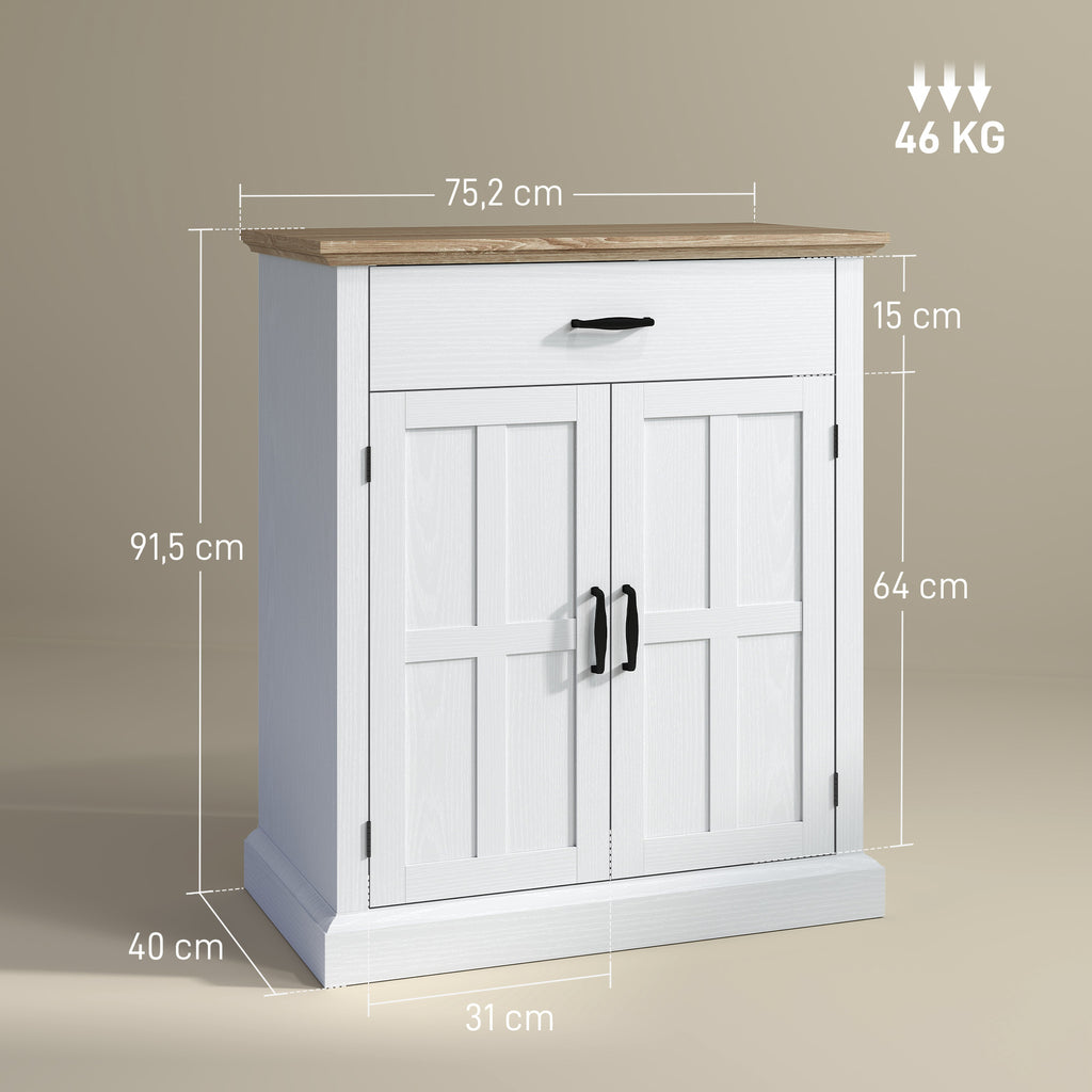 Buffet salon style moderne avec placard à 2 portes, tiroir et étagère réglable, 75,2 x 40 x 91,5 cm, blanc-2