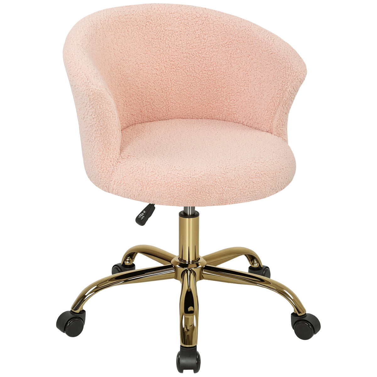 Chaise de bureau, fauteuil de bureau ergonomique réglable en hauteur, siège pivotante, piètement en acier, rose-0