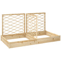 Jardinière avec 3 treillis modulable, bac à fleurs en bois pour balcon terrasse patio, 222x114x109 cm effet bois naturel-0