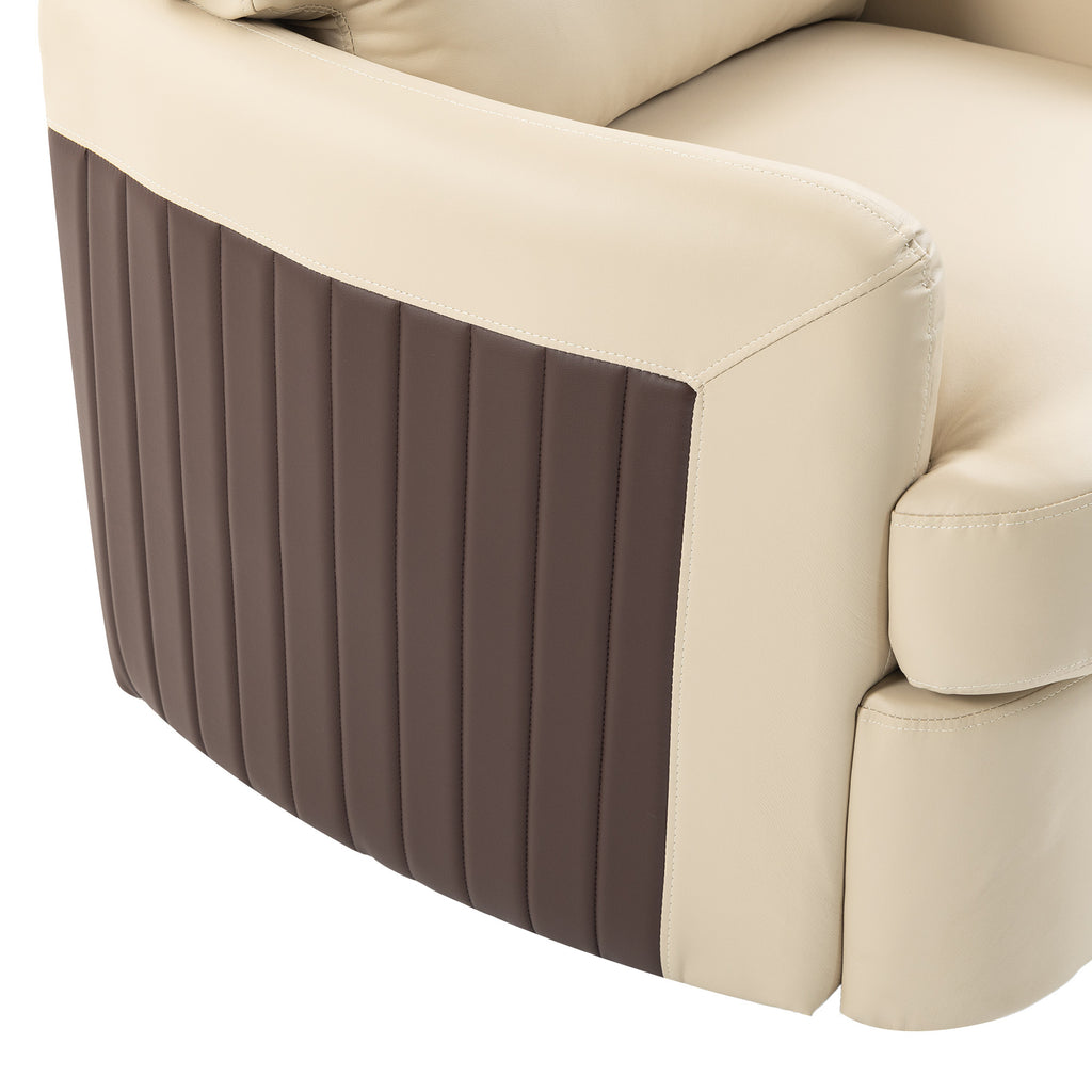 Fauteuil de Salon Pivotant à 360°, Fauteuil Lounge en PU avec Assise Large, Accoudoirs Incurvés, Crème-9