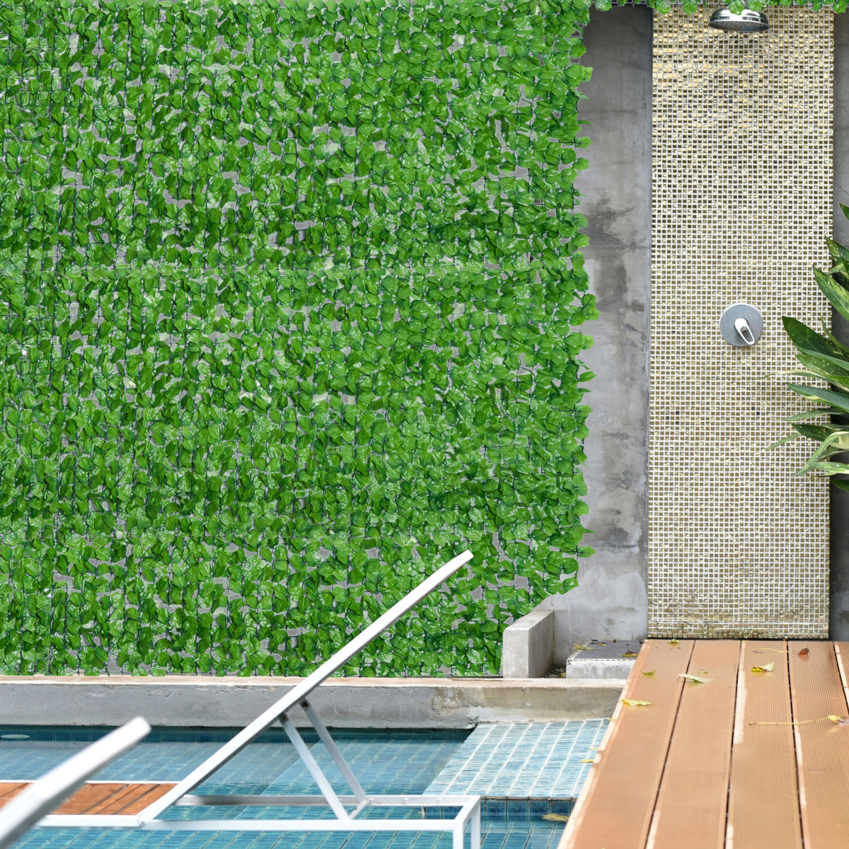 Haie Artificiel Brise-Vue décoration Rouleau 3L x 1H m Feuillage réaliste Anti-UV Vert-1