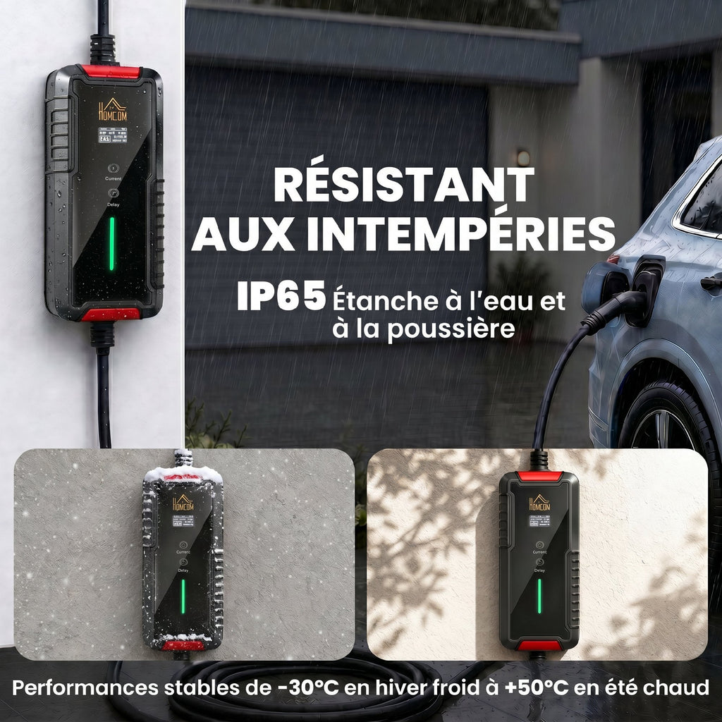 Chargeur Voiture Électrique Type 2 3,7kW [5m, 6/8/10/13/16A] Câble de Recharge Portable Écran LCD Retardateur Noir-6