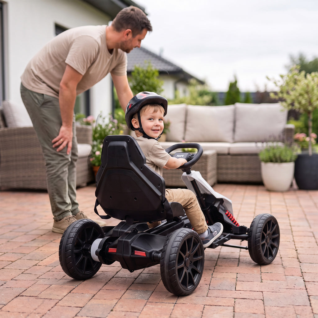 Kart électrique pour enfant 12V - Vitesse réglable 3-5km/h pour enfants de 3 à 8 ans - siège réglable - blanc-8