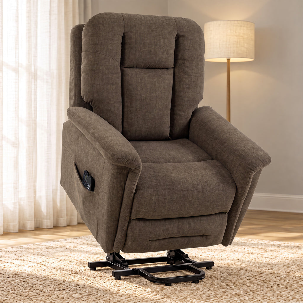 Fauteuil Releveur Électrique Massage et Chaleur Fauteuil Relax Électrique Velours Port USB Dossier Inclinable Marron-1