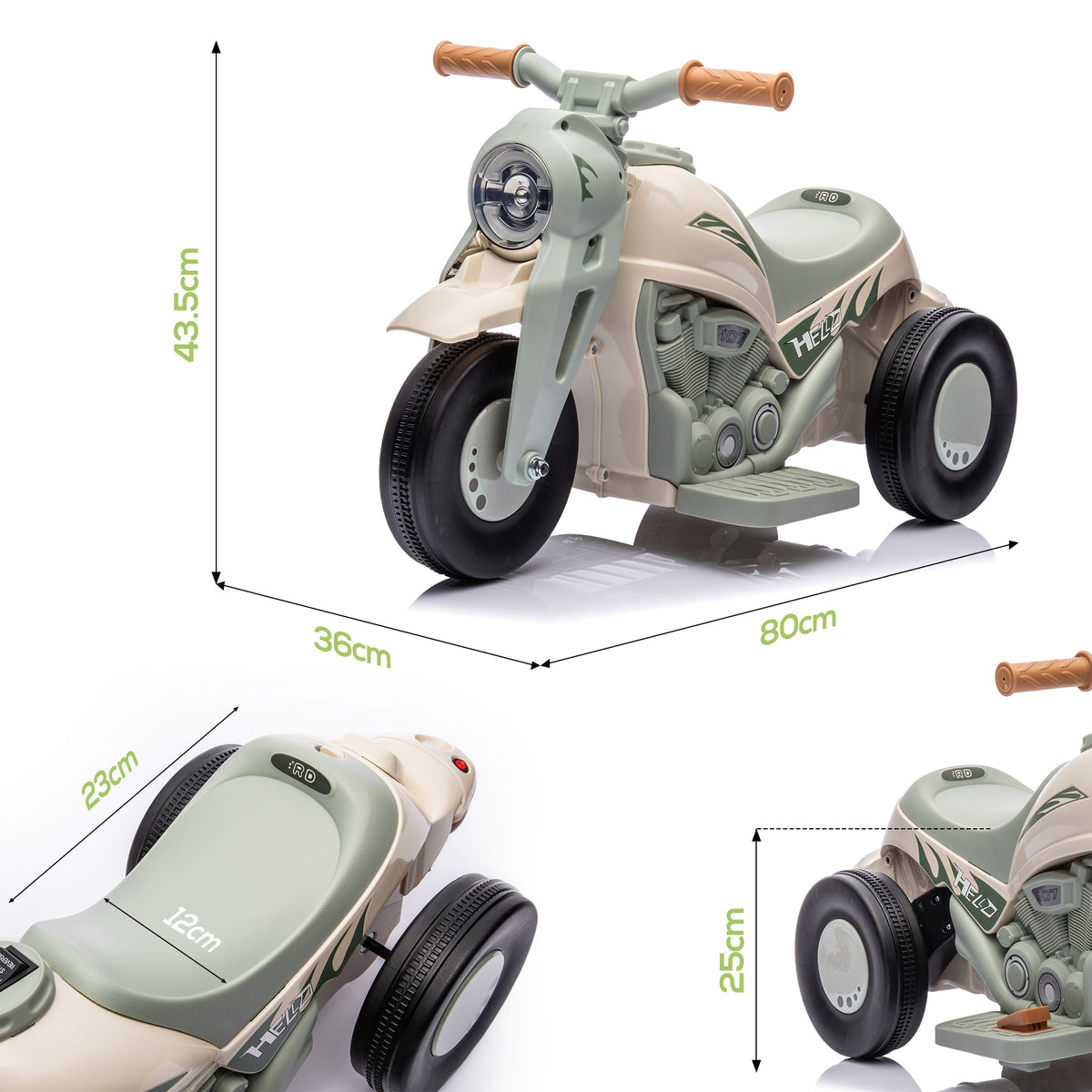 Moto électrique enfants 2-5 ans, 3 roues, 6 V, 3 km/h, avec fonction de bulles, effets lumineux et sonores, blanc crème-2