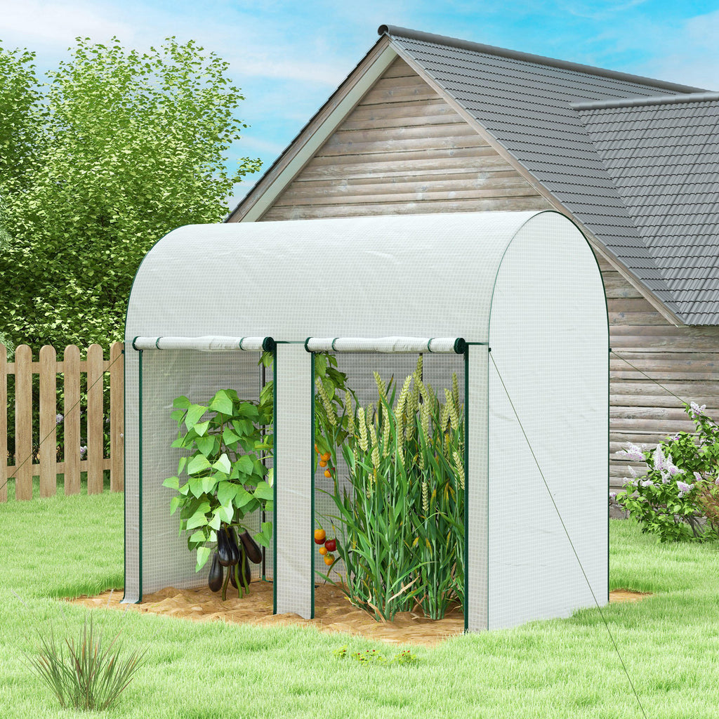 Serre de jardin 2 m² dim. 2L x 1l x 1,78H m 2 Portes zippées enroulables Acier PE Haute densité 140 g/m² Anti-UV blanc-9