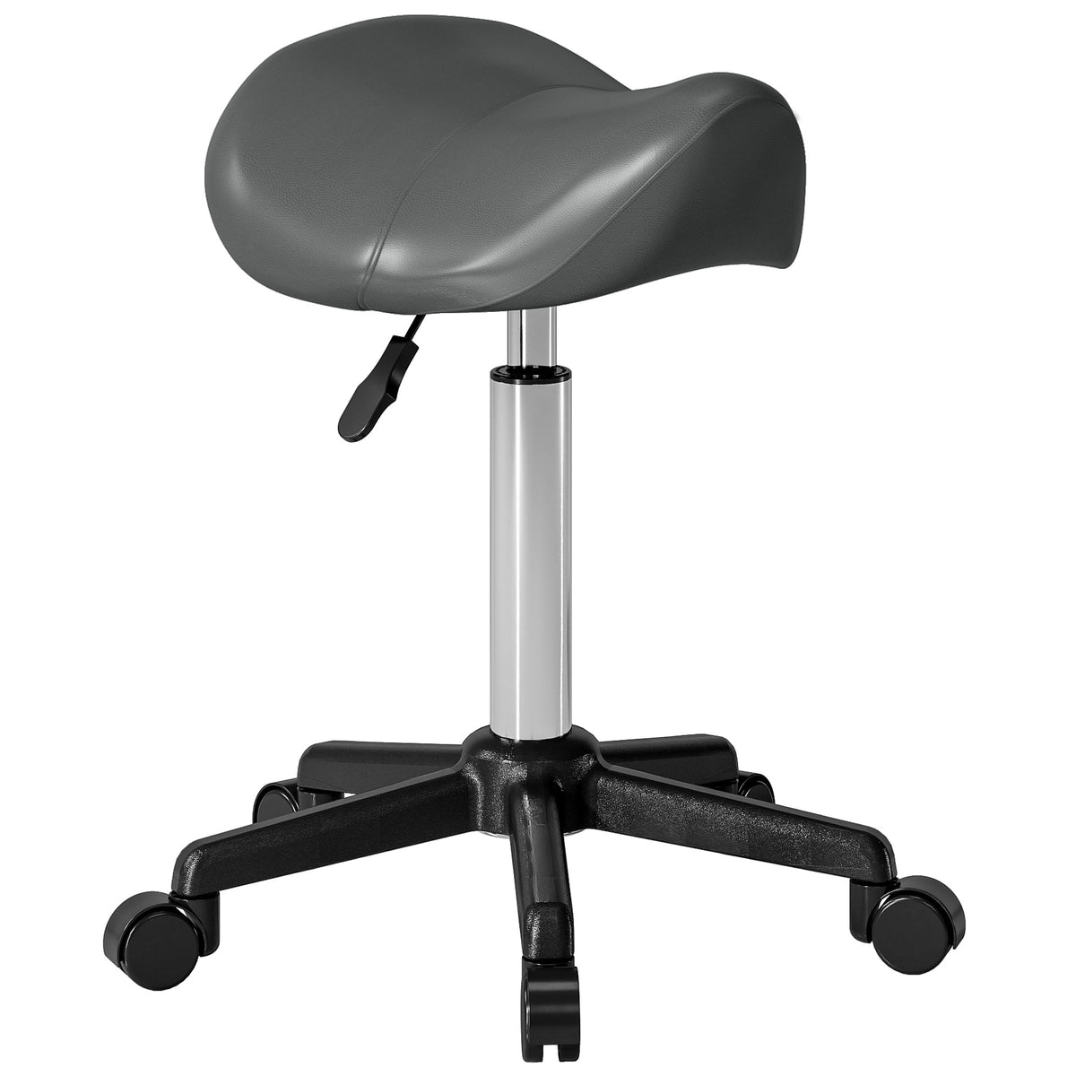 Tabouret à roulettes, chaise de travail avec hauteur réglable 45-57 cm et selle ergonomique, 48x47x45-57cm, gris-0