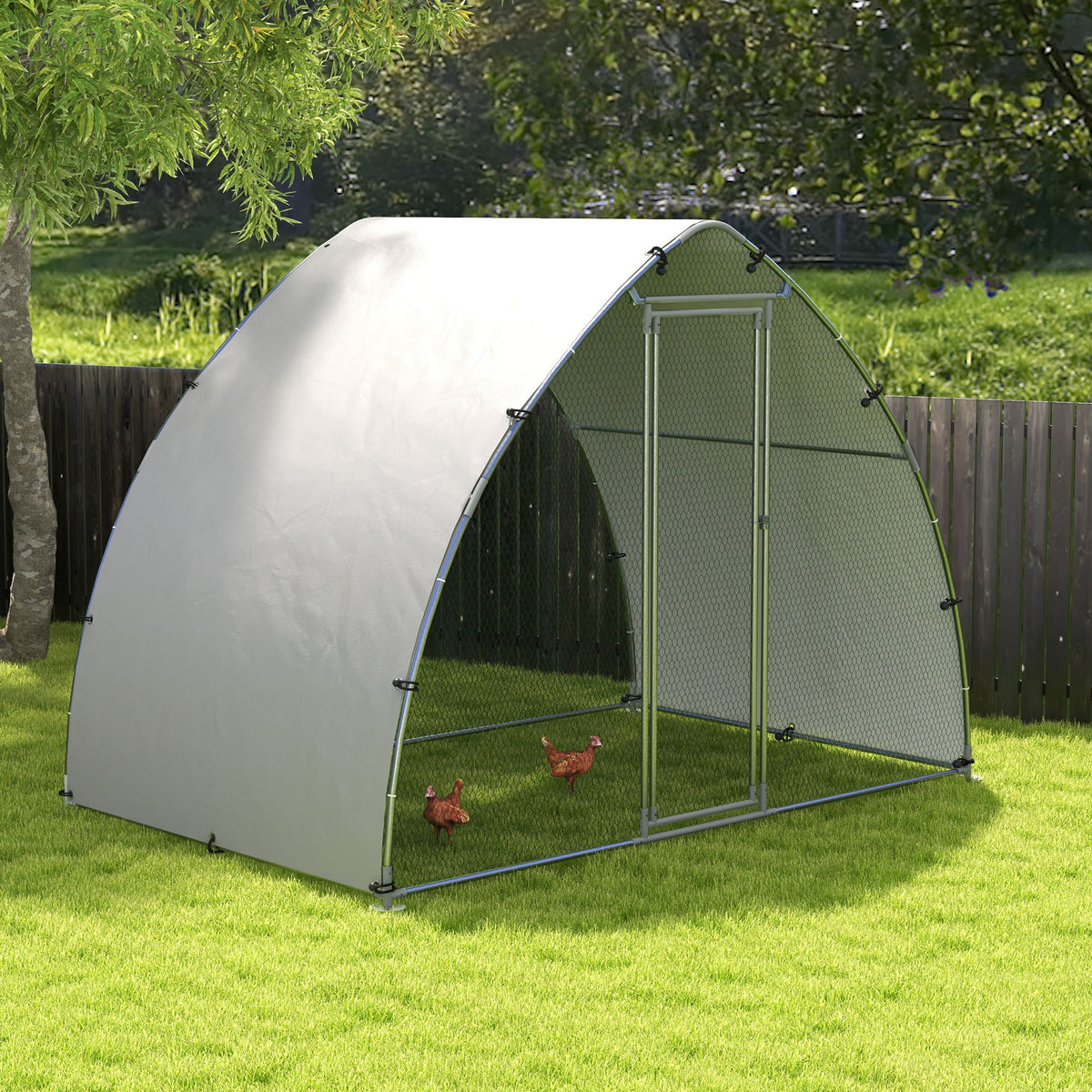 Grand enclos poulailler chenil volière extérieure 5,75m² toit anti-UV toit anti-UV, acier galvanisé, porte verouillable-9