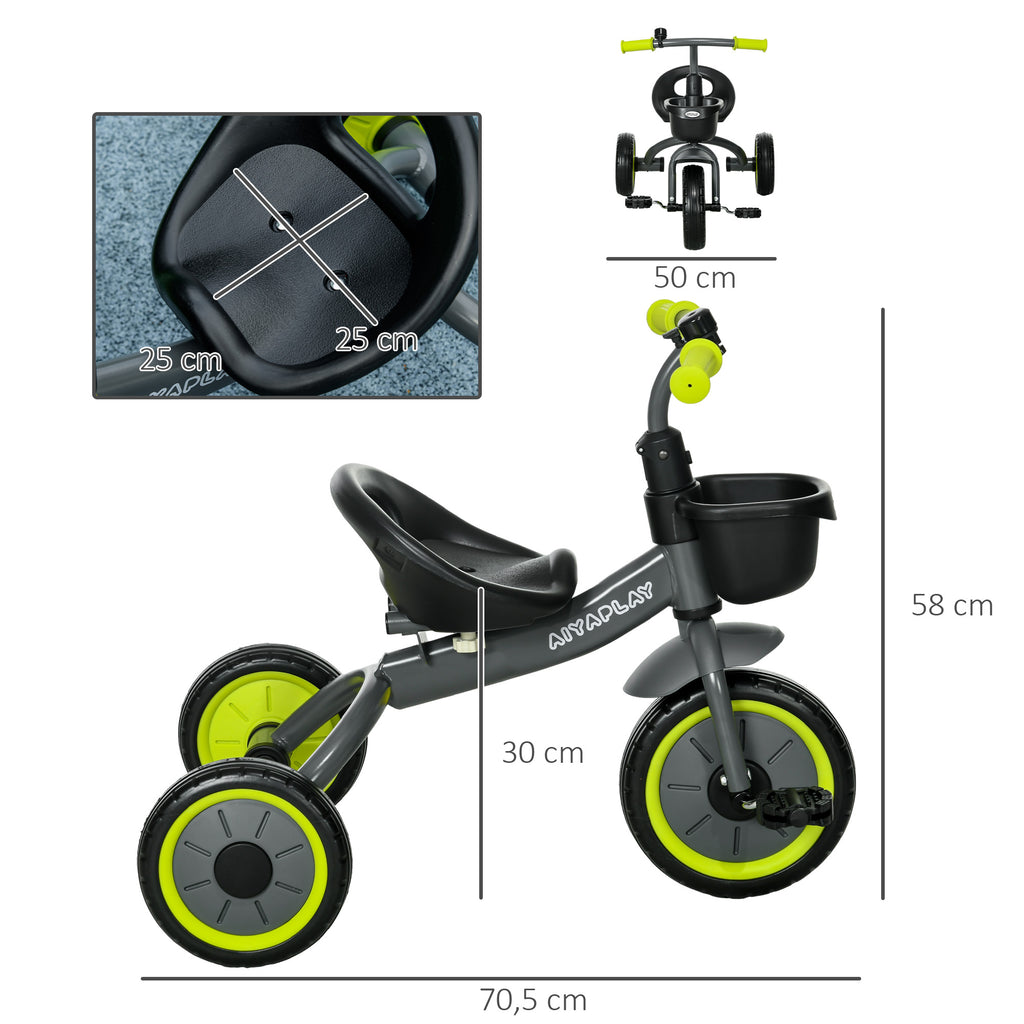 Tricycle enfants avec sonnette et panier selle réglable avec dossier - pour enfant de 2 à 5 ans noir-2