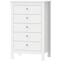 Commode 5 Tiroirs, Meuble de Rangement avec Glissières Fluides, Chiffonnier, Style Moderne, 60 x 39,5 x 95,3 cm, Blanc-0