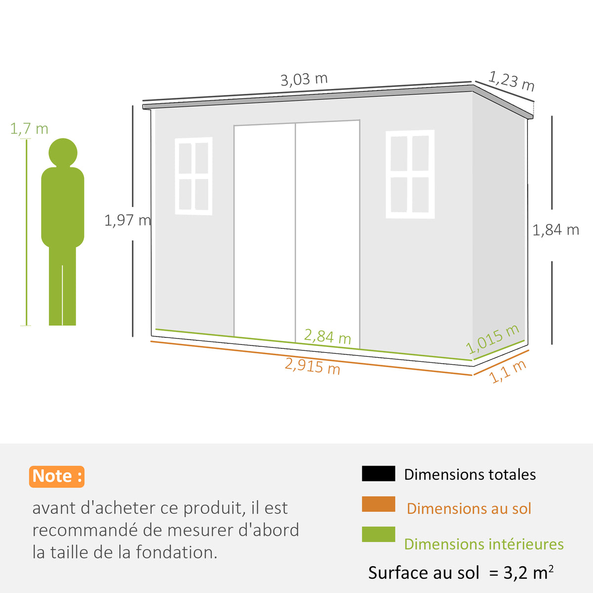 Abri de jardin en plastique, avec plancher, 303 x 123 x 197 cm, effet bois gris-2