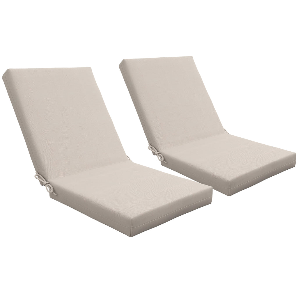 Lot de 2 coussins d'extérieur pour fauteuil chaise à dossier avec attaches rembourrage 8 cm, dim. 112L x 51l cm, beige-0