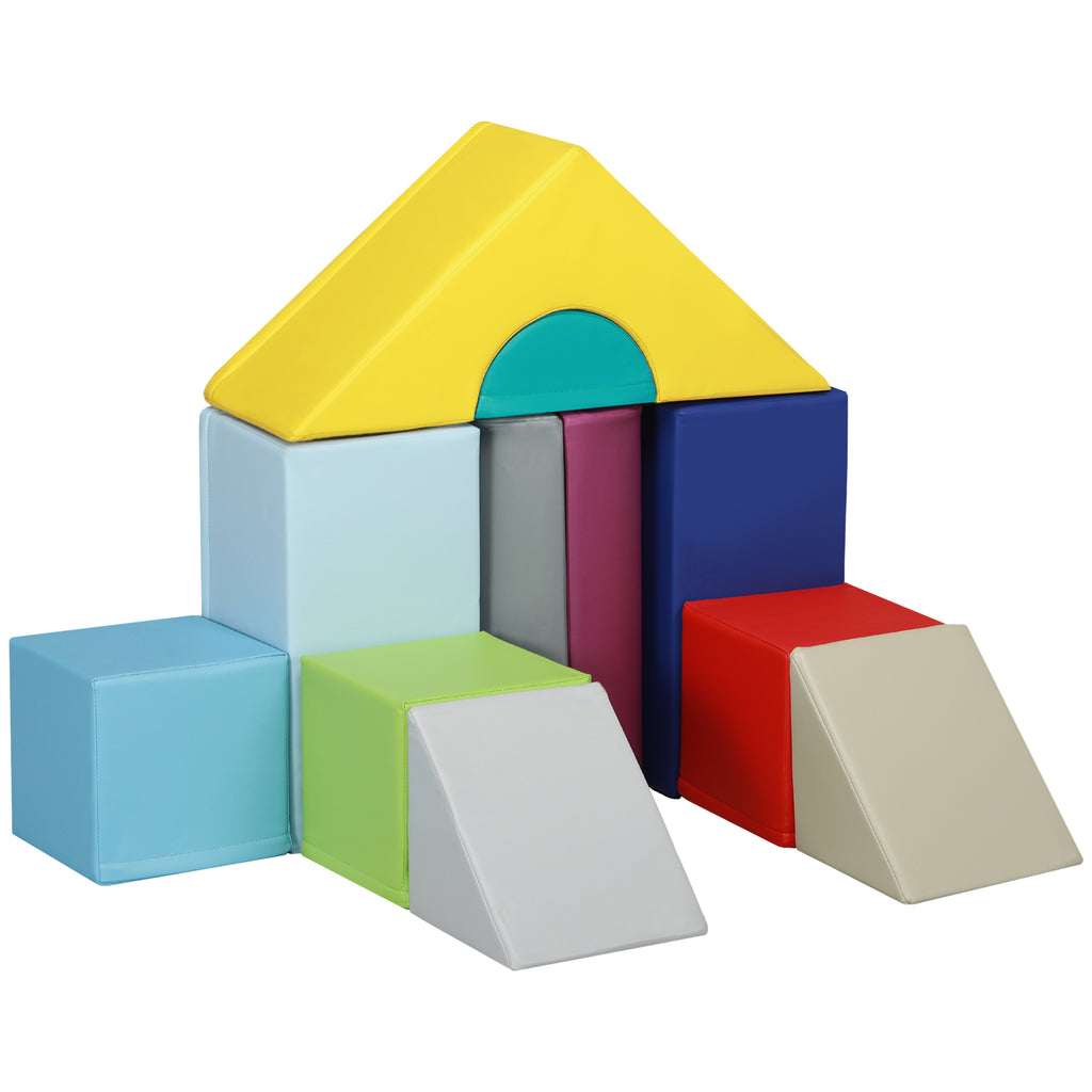 Parcours de motricité bébé 11PCS, module motricité bébé en mousse avec housse en polyuréthane et remplissage en EPE, multicolore-0