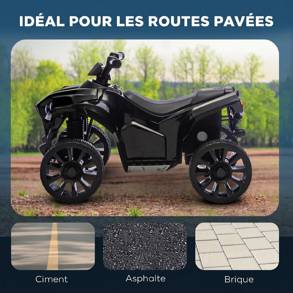 Quad Électrique Enfant 6V, Voiture Électrique Enfants ATV, Musique et Phares LED, 18-56 Mois, 70x42x45cm, Noir-4