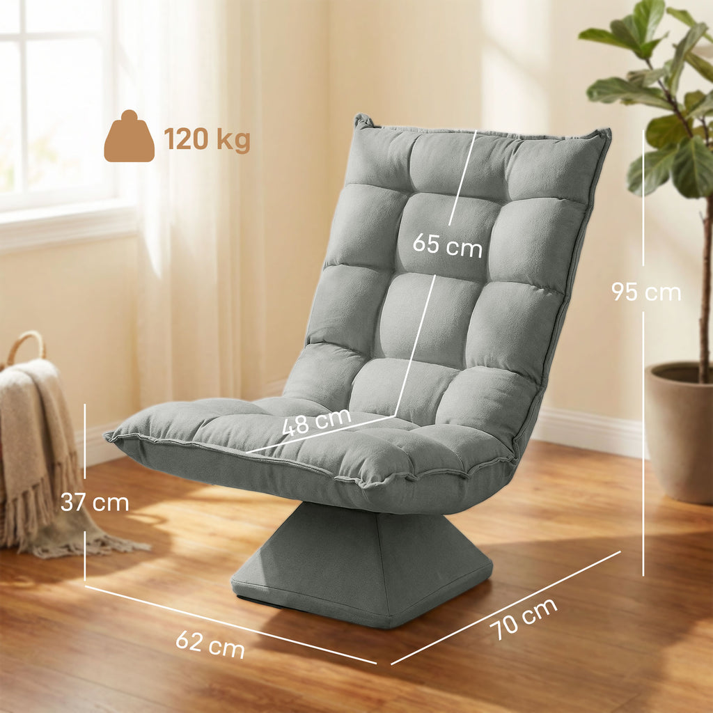 Fauteuil de sol paresseux fauteuil relax fauteuil salon design capitonné inclinaison dossier réglable pivotant 360°-2