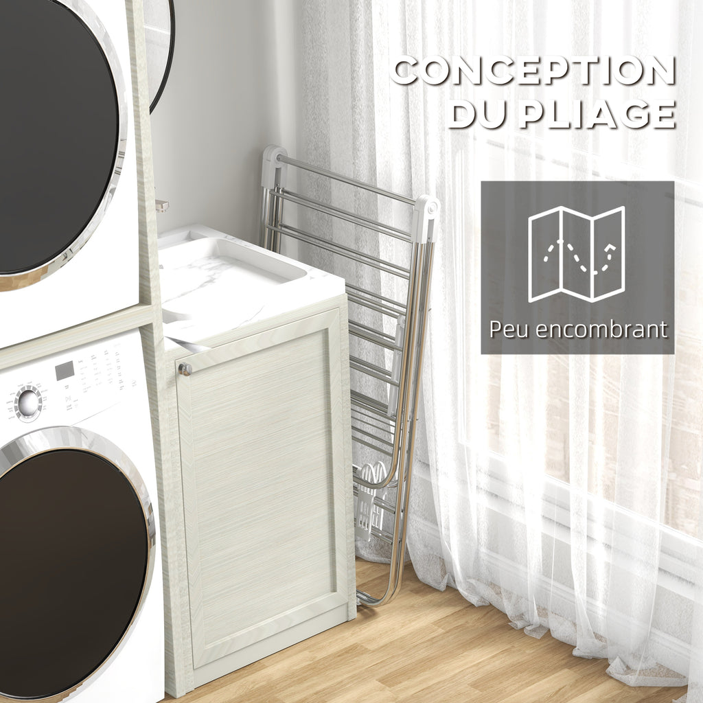 Séchoir à linge sur pieds pliable étendoir 2 niveaux ajustables dim. 148L x 60,5l x 98H cm-5
