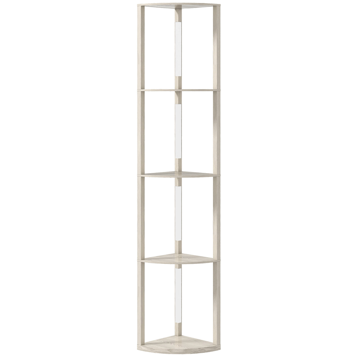 Lampadaire sur Pied Salon, Lampadaire avec Étagères d'Angle à 4 Niveaux, Lampe LED Dimmable, 41x29,5x163,5cm, Chêne-0
