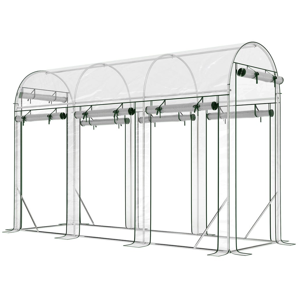 Serre tunnel de jardin 3 m², serre de jardin, cadre en acier galvanisé, 8 portes roulantes, 295x100x197cm, transparent-0
