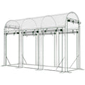 Serre tunnel de jardin 3 m², serre de jardin, cadre en acier galvanisé, 8 portes roulantes, 295x100x197cm, transparent-0