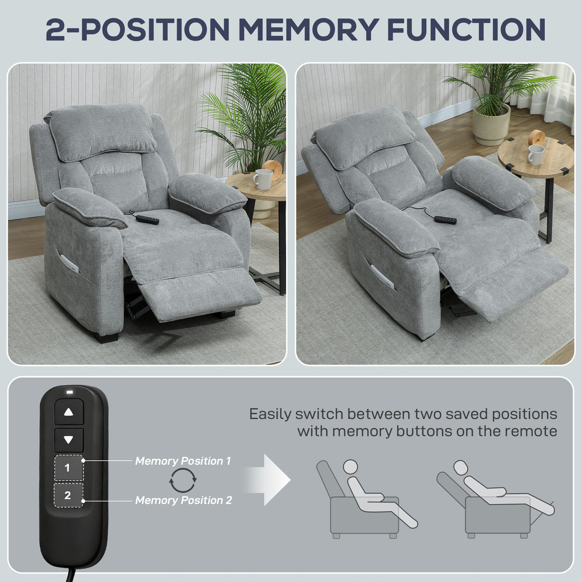 Fauteuil relax électrique fauteuil inclinable port USB repose-pieds poches latérales télécommande 86x90x103cm gris clair-7