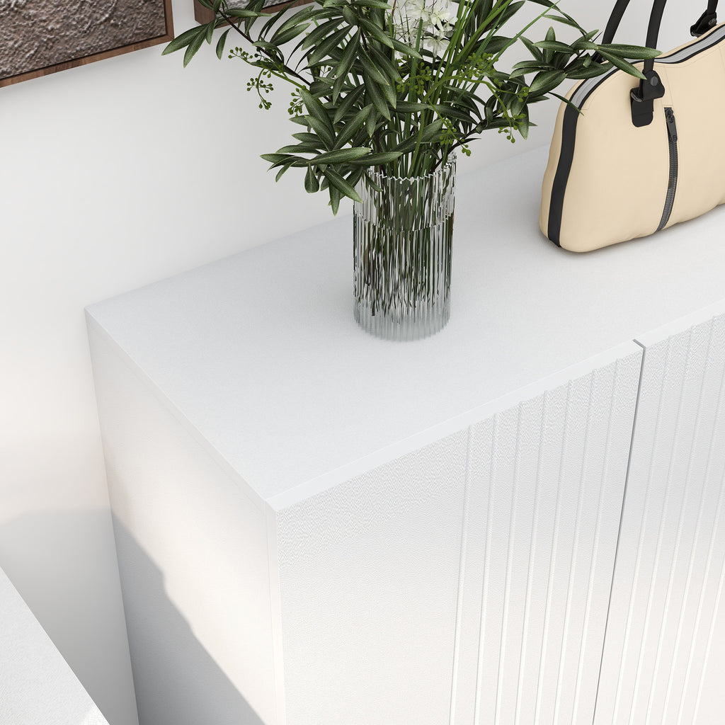 Meuble à chaussures 20 paires, armoire à chaussures moderne avec portes à fermeture douce, étagères réglables, blanc-7