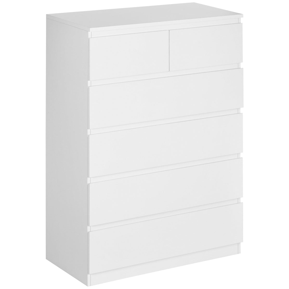 Commode 6 tiroirs meuble de rangement sans poignées design minimaliste 80 x 39 x 115 cm blanc-0