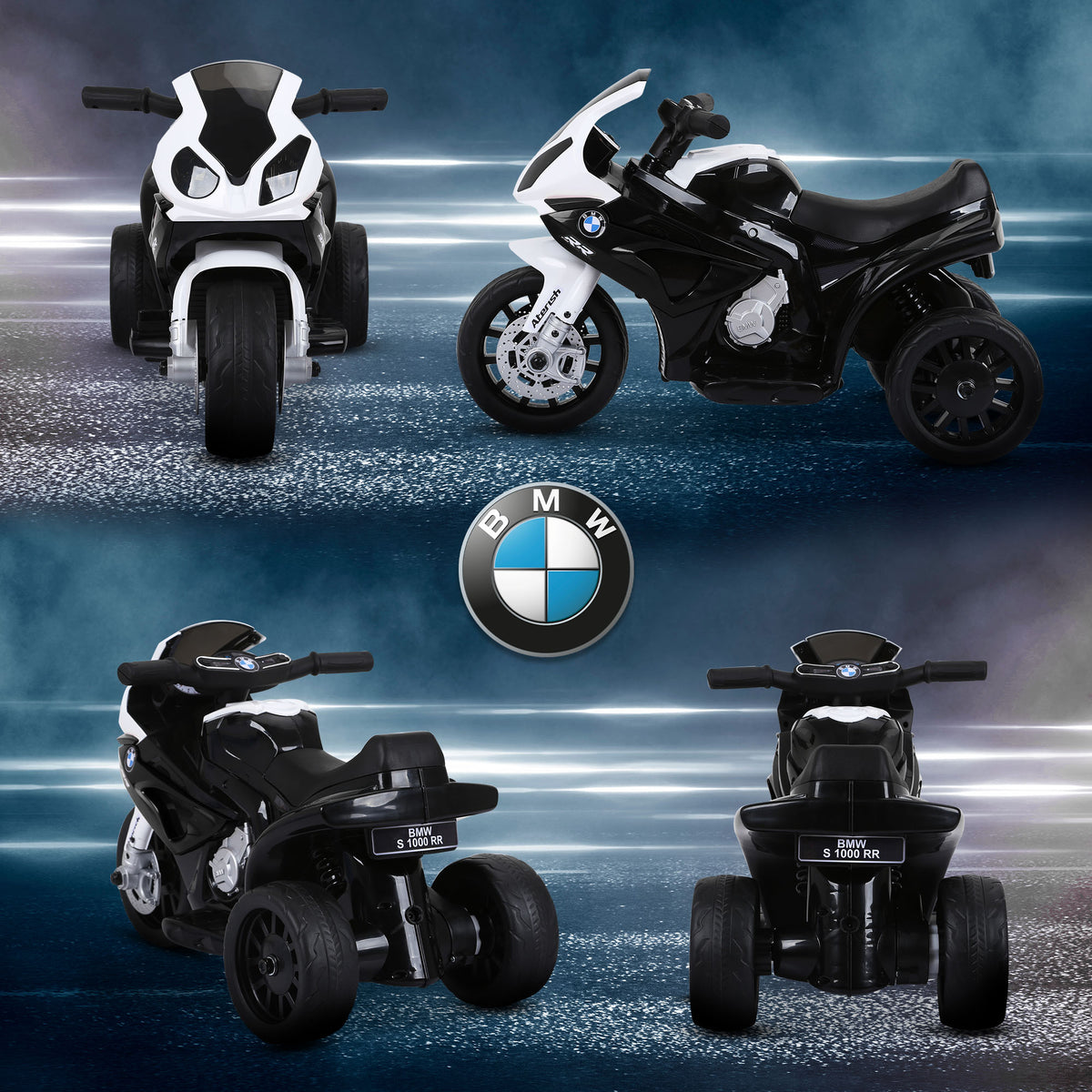 Moto électrique enfants sous licence BMW S1000 RR, 3 roues, 6V et 2,5 Km/h, voiture électrique enfants avec effets lumineux et sonores, moto enfant, charge max. 20 kg, noir-7