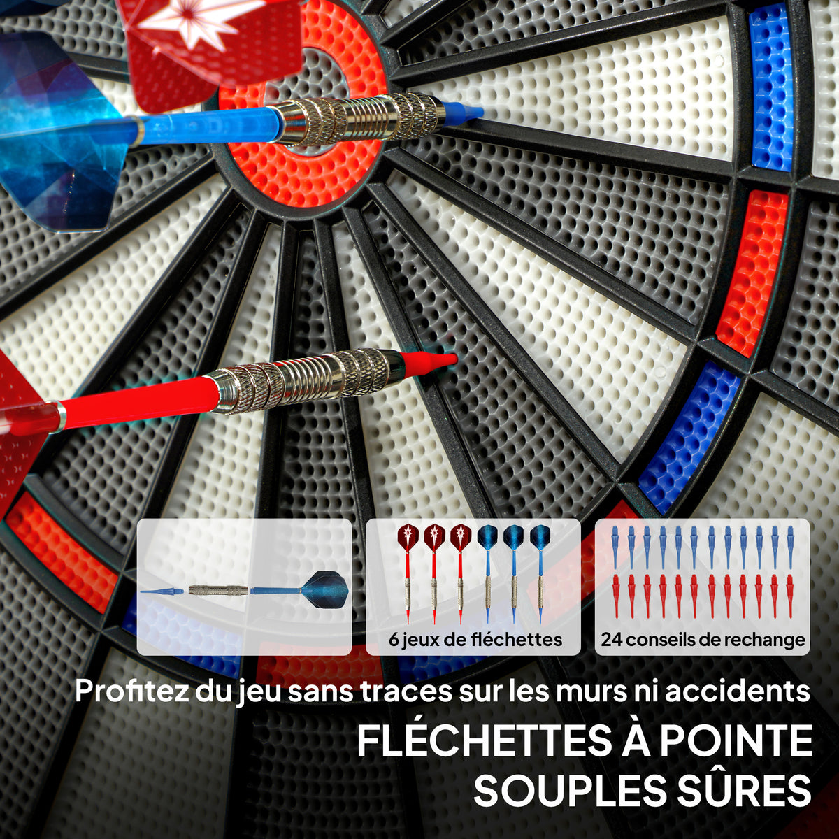 Cible de Fléchettes Électronique Jeu de Fléchettes Électronique lumineuse écran LED surdimensionné rechargeable noir-7