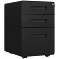 Caisson bureau mobile verrouillable avec 3 tiroirs pour format A4, lettre, légal, 39 x 48 x 59 cm, noir-0