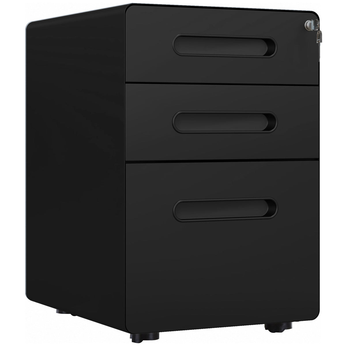 Caisson bureau mobile verrouillable avec 3 tiroirs pour format A4, lettre, légal, 39 x 48 x 59 cm, noir-0