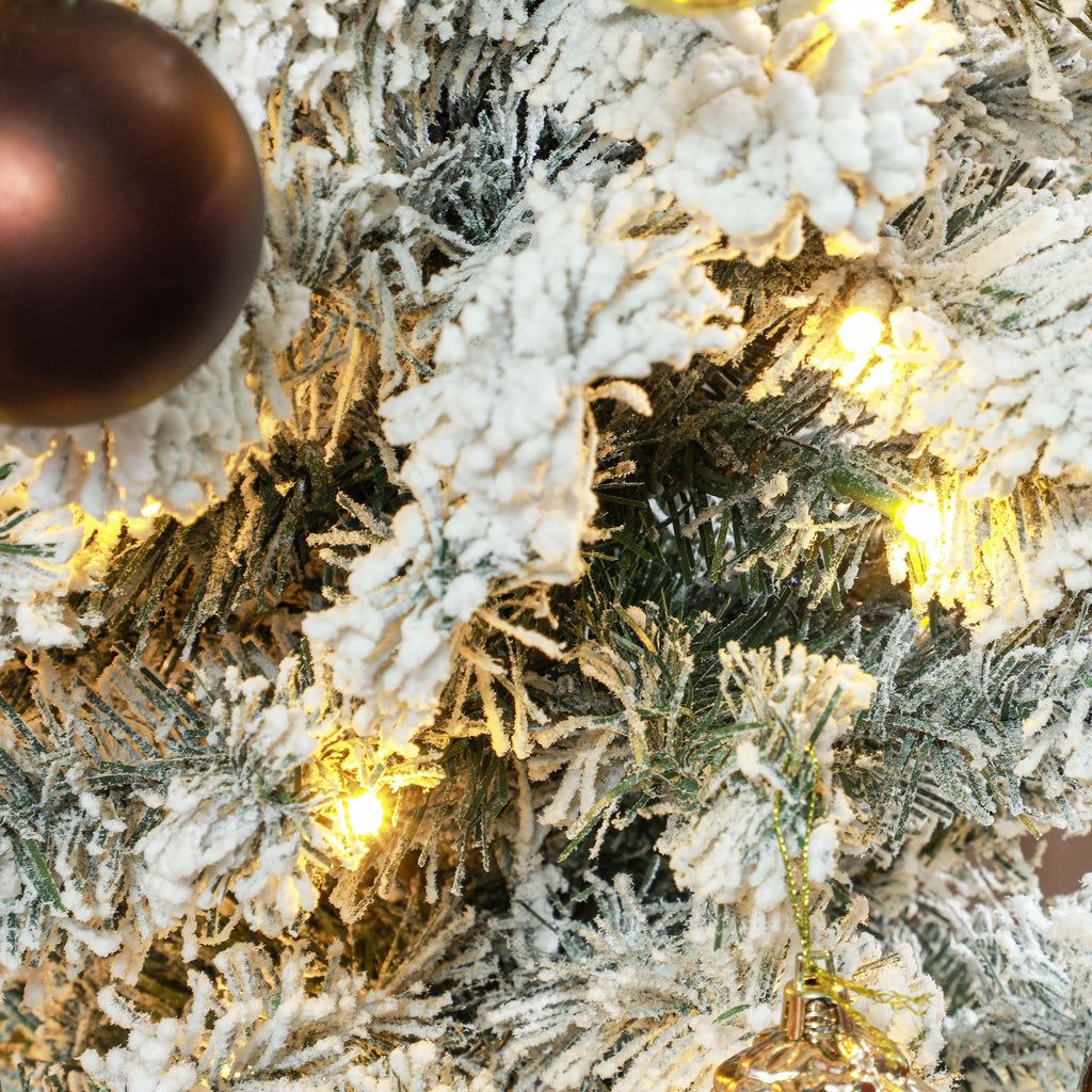 Sapin de Noël artificiel 150 cm avec éclairage LED blanc chaud, 263 branches enneigées, base en métal, réaliste et fin-8