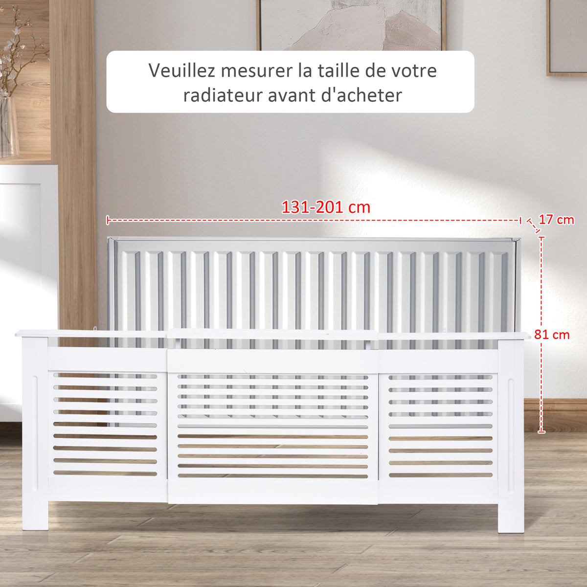 Cache-radiateur Design Contemporain Longueur Extensible 139-208,5 x 20,5 x 82,5 cm MDF Blanc-6