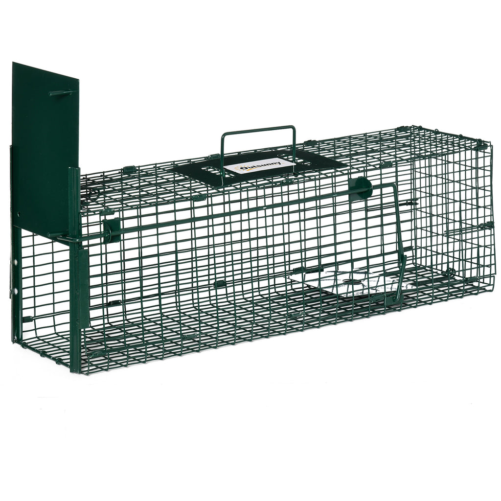 Cage attrape animaux nuisibles 1 entrée dim. 60 x 18 x 20 cm vert foncé-0