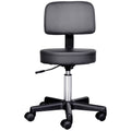 Tabouret massage a roulettes reglable en hauteur pivotant avec dossier ergonomique noir-0