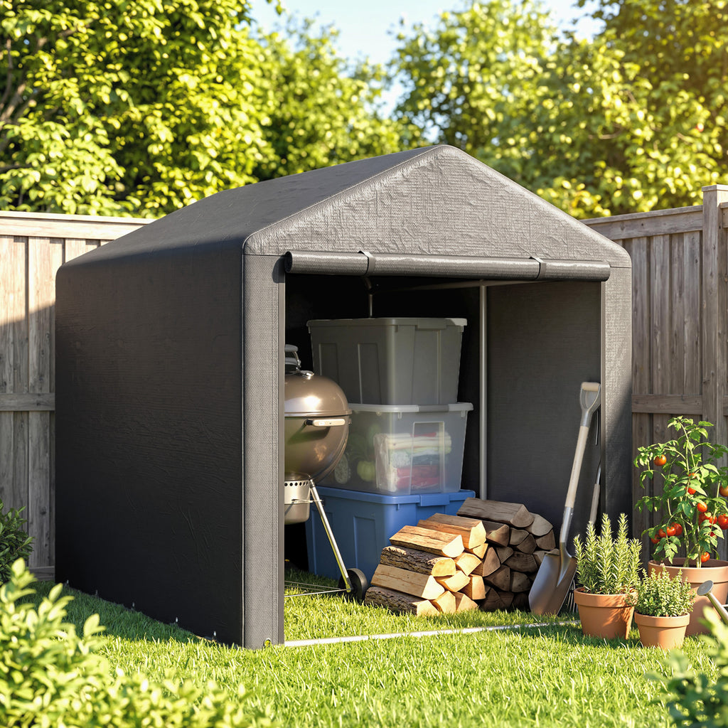 Abri de jardin tente de stockage portable abri de vélo garage pour extérieur avec cadre en acier galvanisé grande porte-6