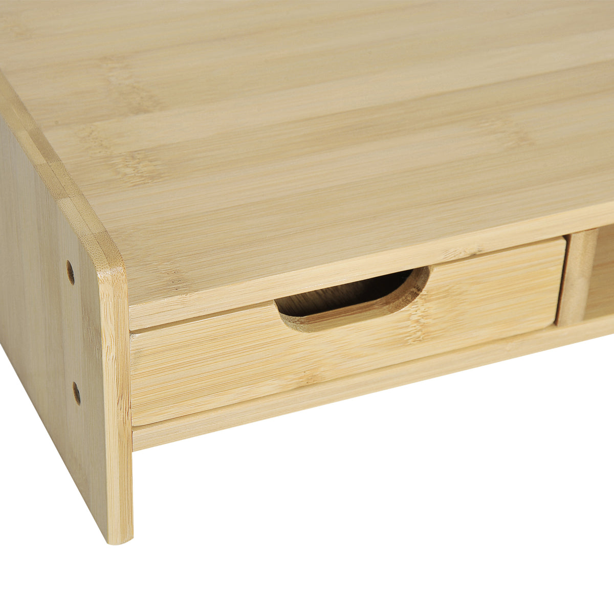 Support d'écran, Ordinateur portable Socle TV Ordinateur de bureau Organisateur avec tiroir Bambou-6