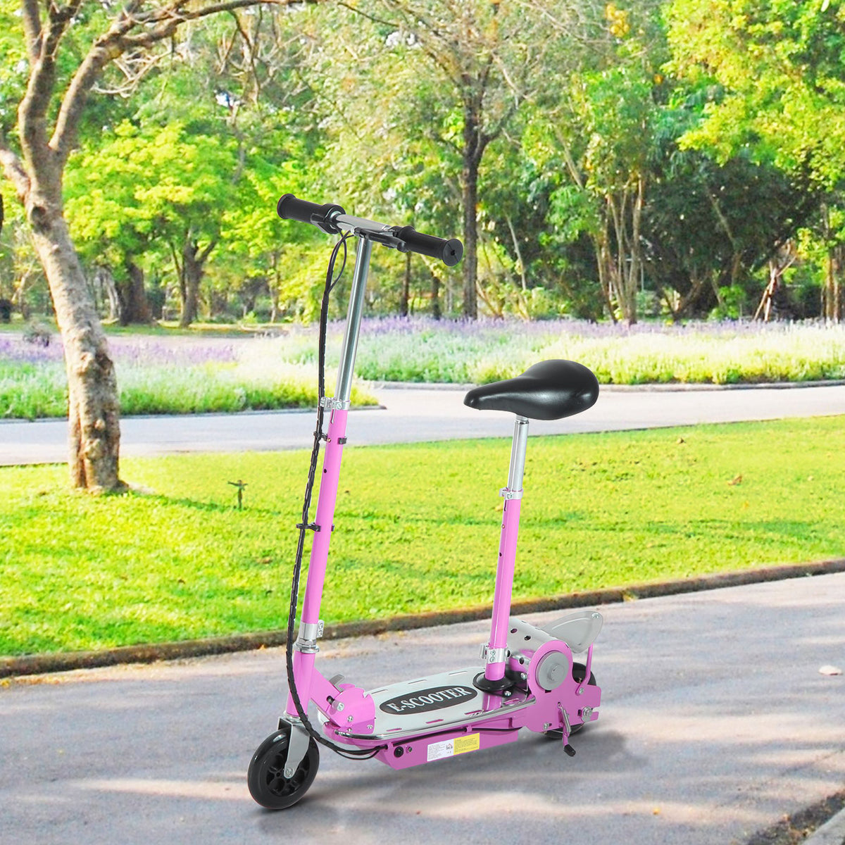 Trottinette électrique 120 W pliable pour enfant de 6+ ans hauteur guidon et selle réglable 10 Km/h max. rose-9